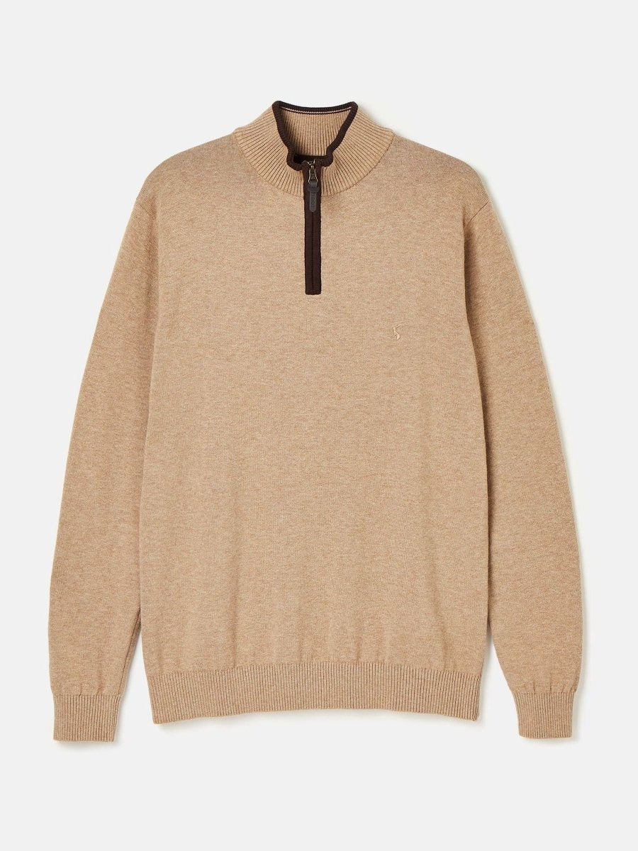 Hillside Oat Quarter Zip Knitted Jumper - RUTHERFORD & Co