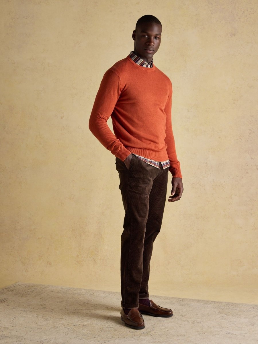 Hillside Orange Crew Neck Knitted Jumper - RUTHERFORD & Co
