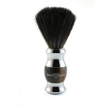 Imitation Light Horn & Chrome Shaving Brush (Black Synthetic) - RUTHERFORD & Co