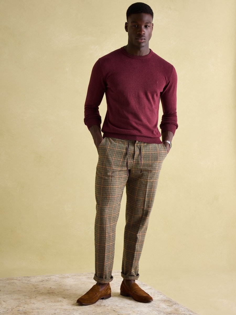 Jarvis Burgundy Red Crew Neck Knitted Jumper - RUTHERFORD & Co