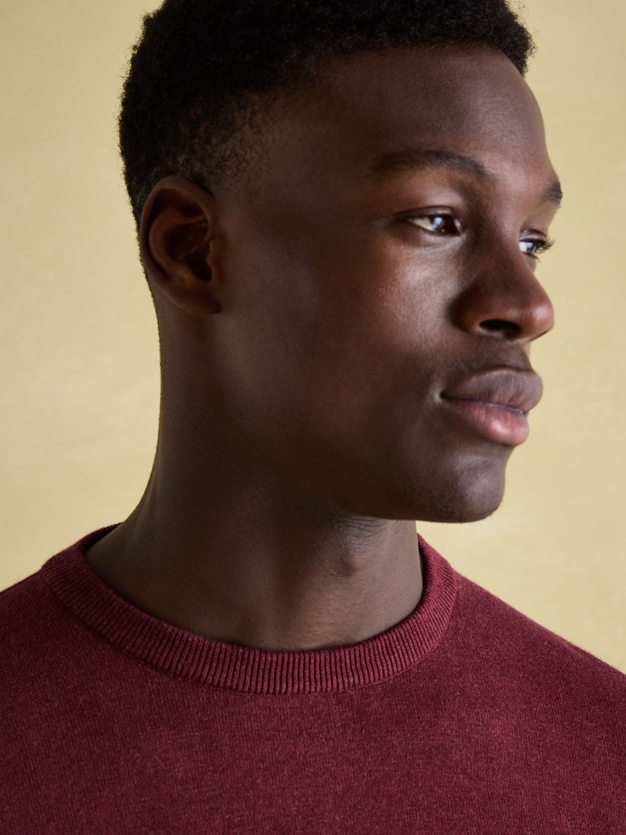 Jarvis Burgundy Red Crew Neck Knitted Jumper - RUTHERFORD & Co