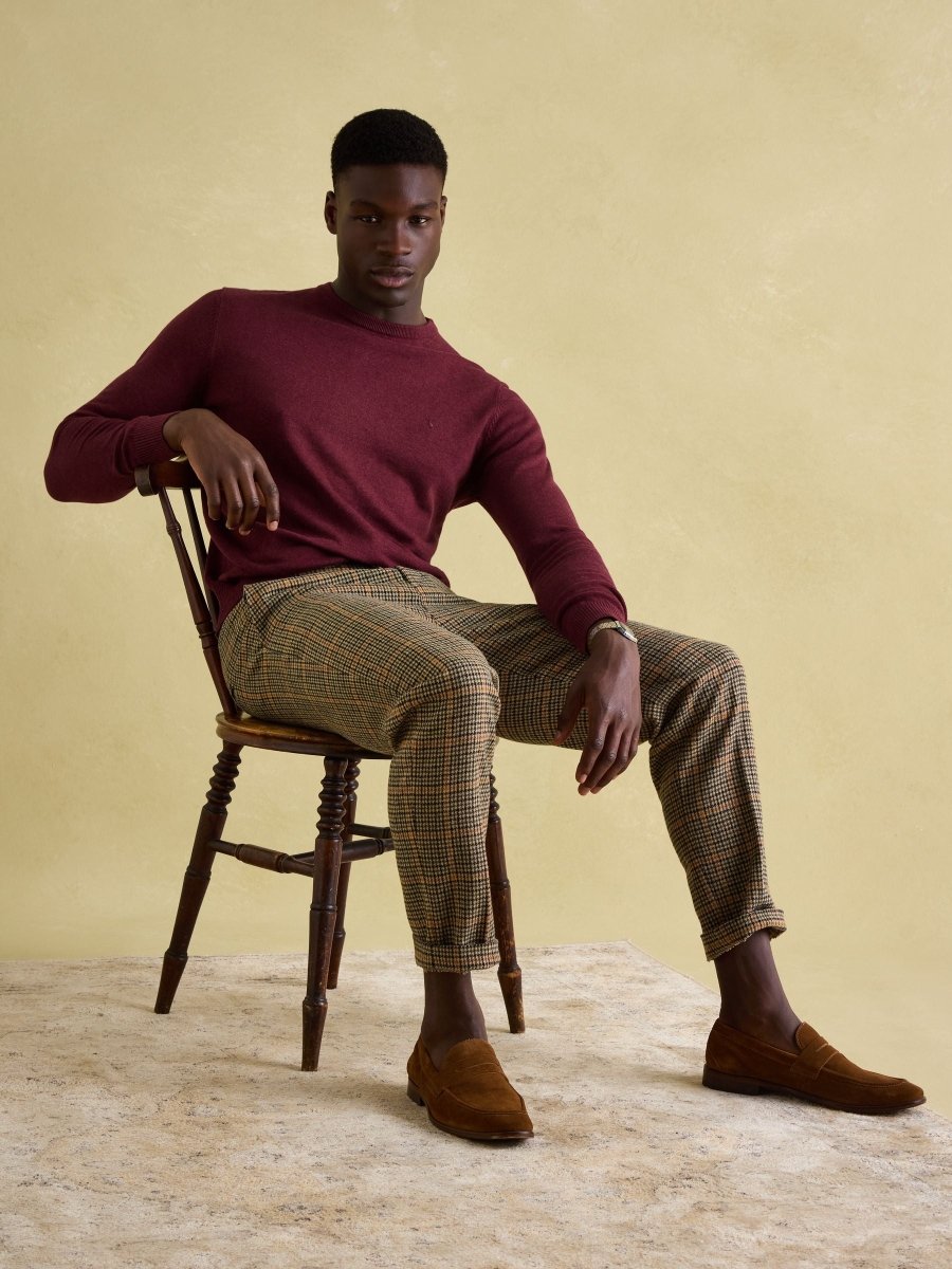 Jarvis Burgundy Red Crew Neck Knitted Jumper - RUTHERFORD & Co