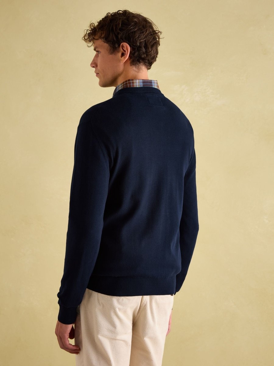Jarvis Navy Crew Neck Knitted Jumper - RUTHERFORD & Co