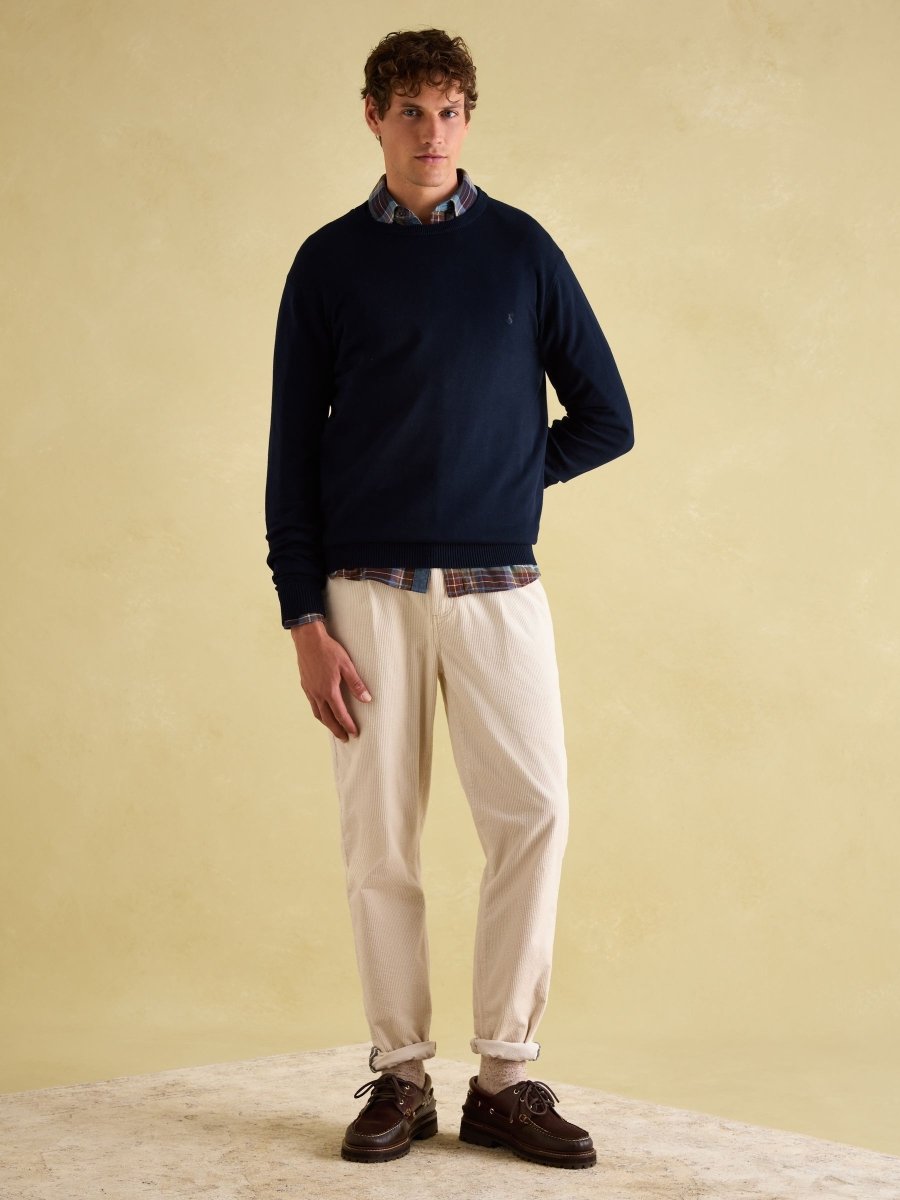Jarvis Navy Crew Neck Knitted Jumper - RUTHERFORD & Co