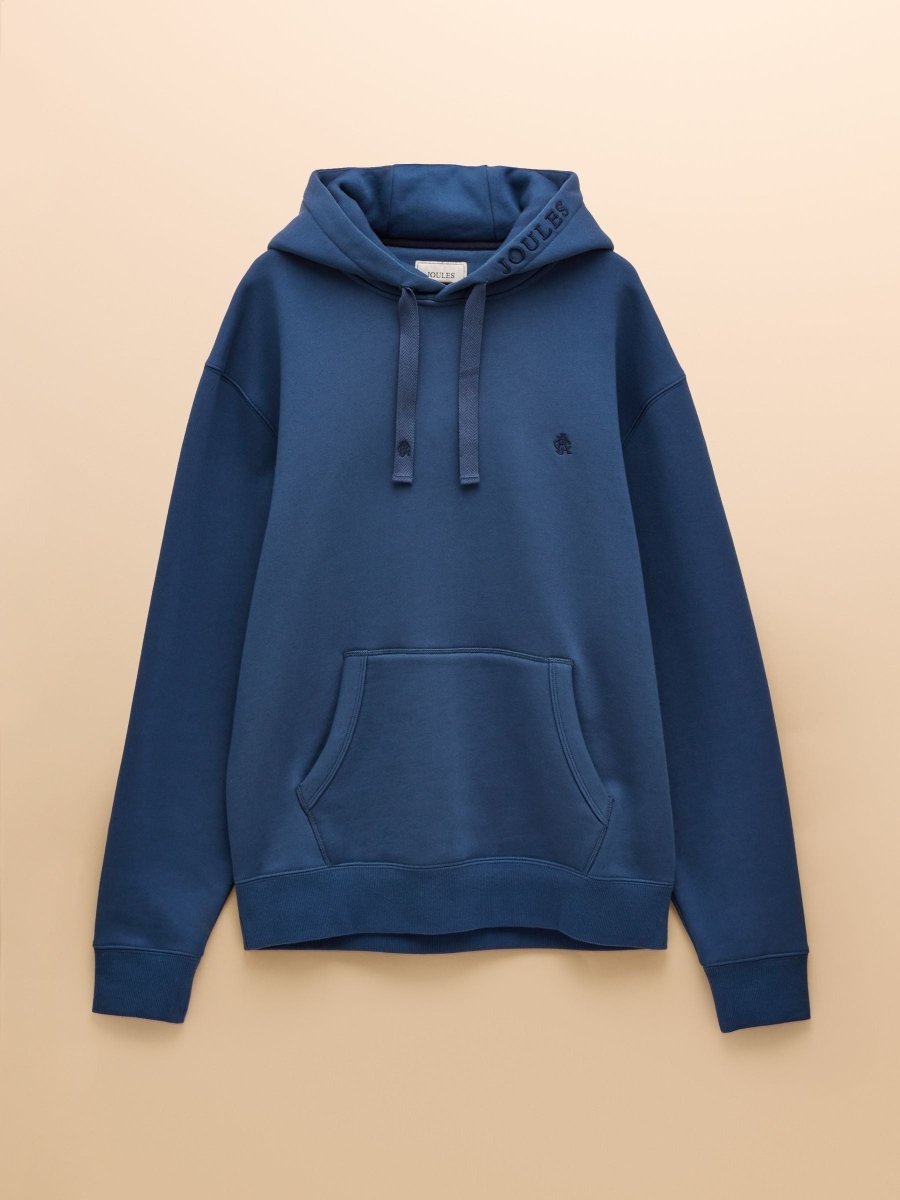 Jenkins Blue Brushed Cotton Jersey Hoodie - RUTHERFORD & Co