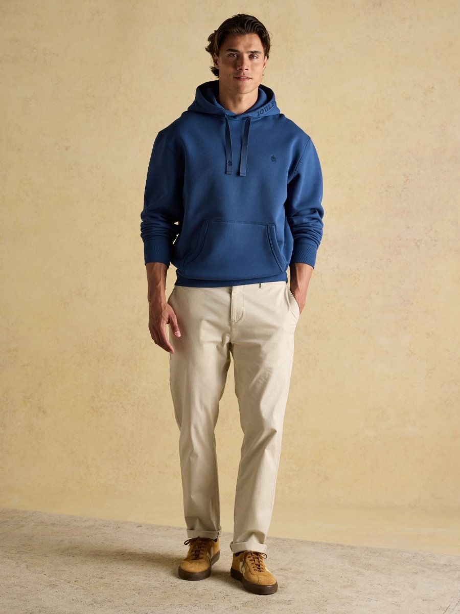 Jenkins Blue Brushed Cotton Jersey Hoodie - RUTHERFORD & Co