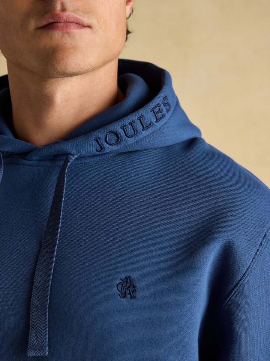 Jenkins Blue Brushed Cotton Jersey Hoodie - RUTHERFORD & Co