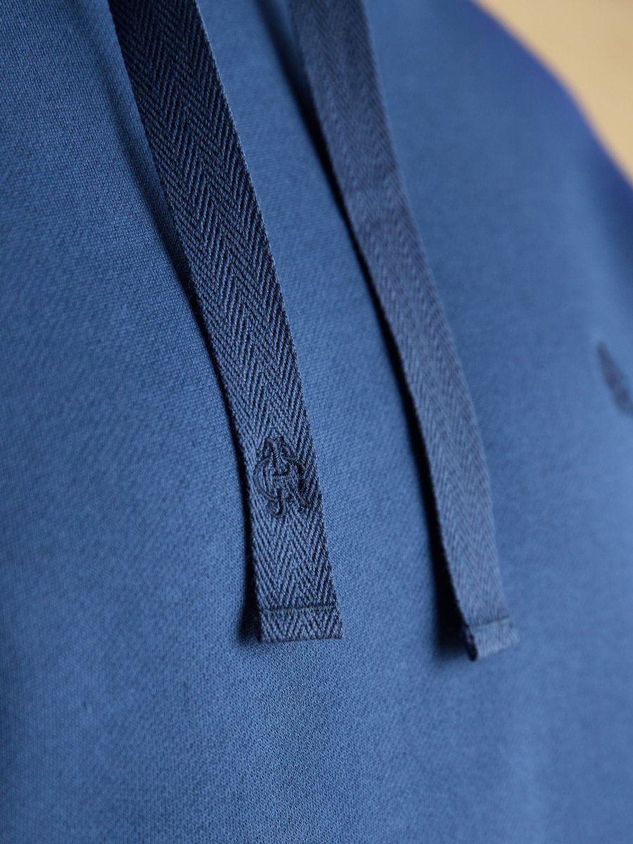 Jenkins Blue Brushed Cotton Jersey Hoodie - RUTHERFORD & Co