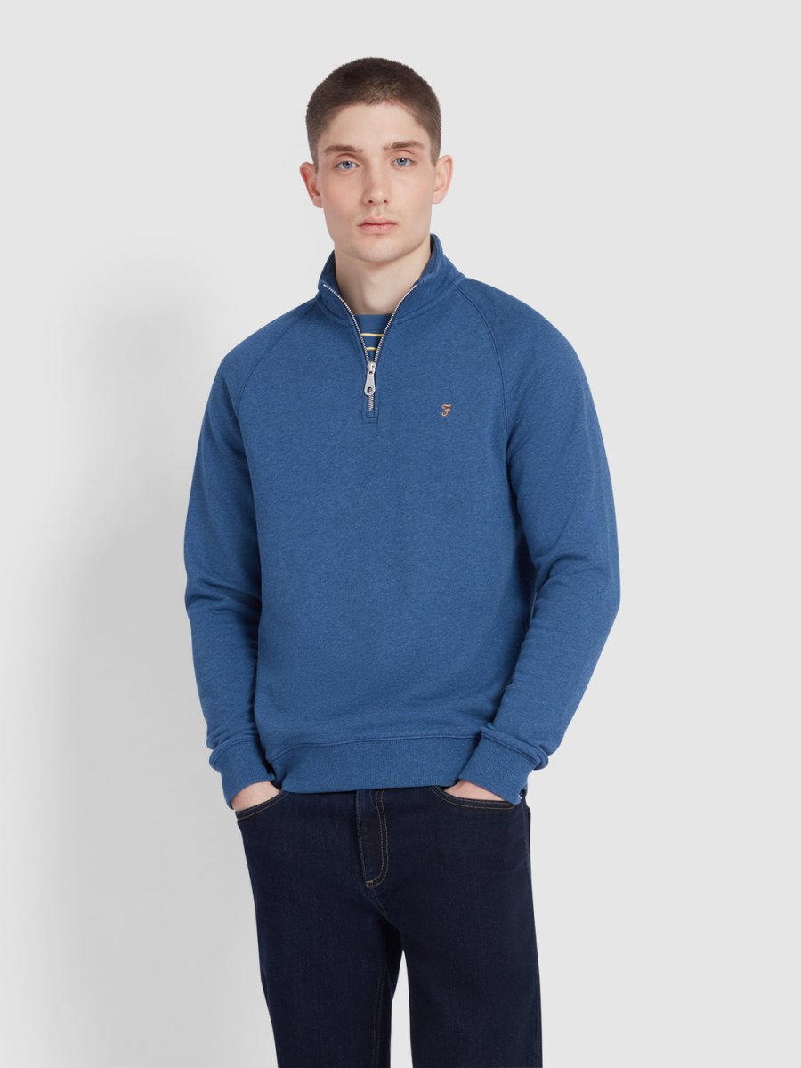 Jim Organic Cotton Quarter Zip Sweatshirt In Cold Metal Marl - RUTHERFORD & Co