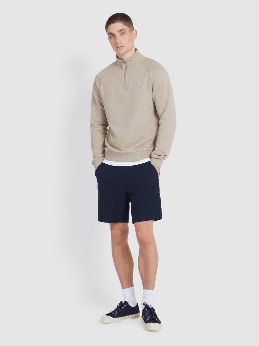 Jim Organic Cotton Quarter Zip Sweatshirt In Hazelnut Marl - RUTHERFORD & Co