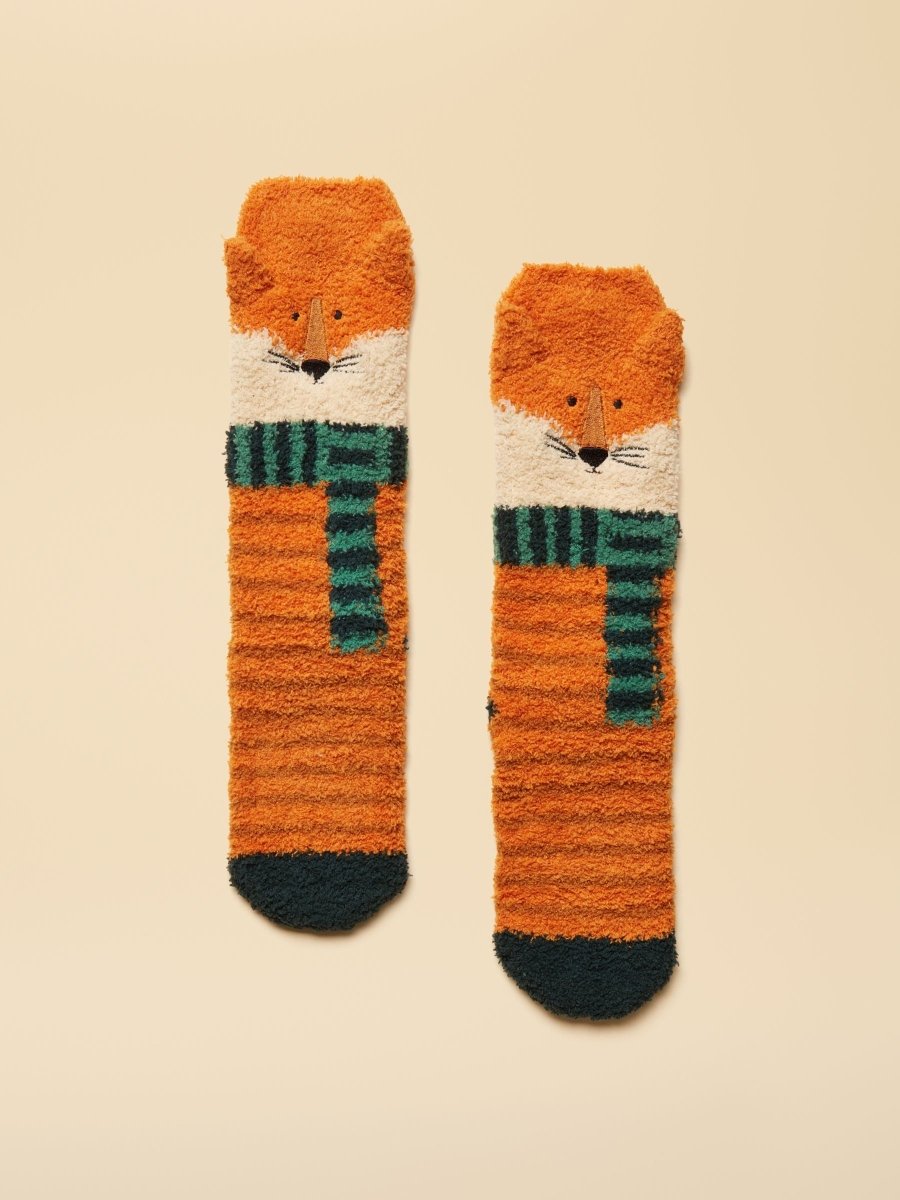 Kids Fluffy Orange Character Socks - RUTHERFORD & Co