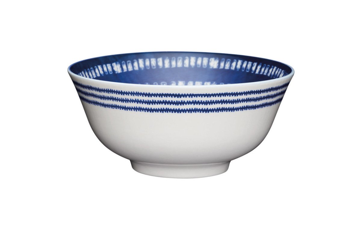KitchenCraft Blue and White Greek - Style Ceramic Bowl, 16cm - RUTHERFORD & Co