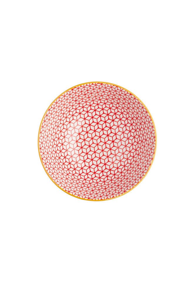 KitchenCraft Geometric Blue Ceramic Bowl, 16cm - RUTHERFORD & Co