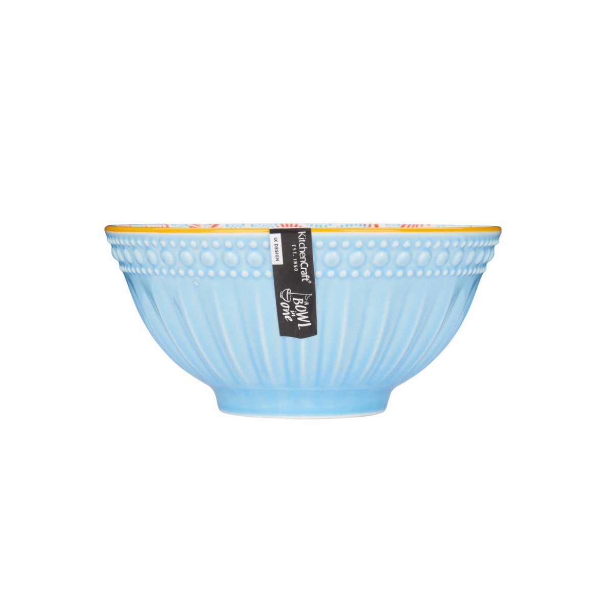KitchenCraft Pale Blue Detailed Ceramic Bowl, 16cm - RUTHERFORD & Co