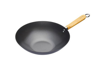 KitchenCraft World of Flavours Oriental Carbon Steel Non - Stick Wok, 30cm - RUTHERFORD & Co