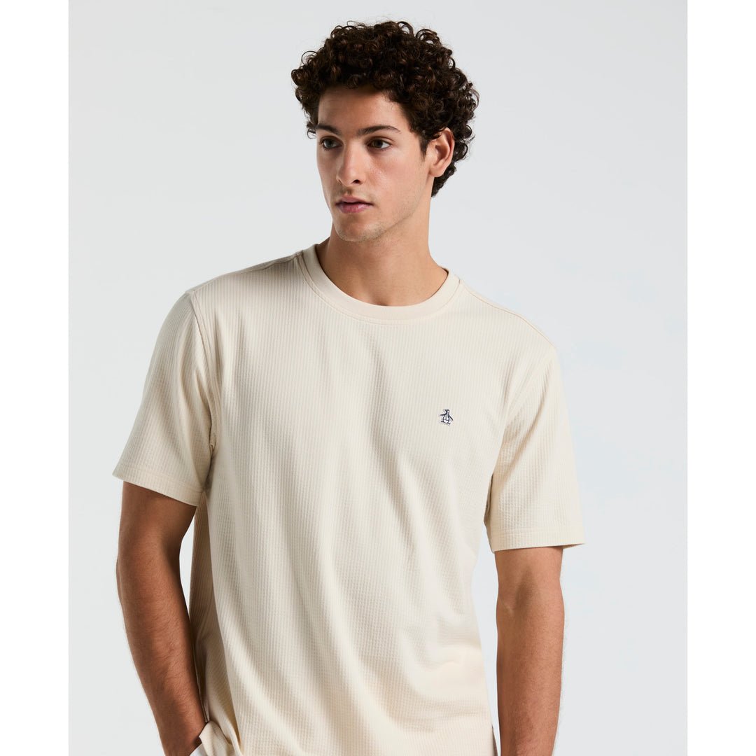 Knit Seersucker T-Shirt In Birch - RUTHERFORD & Co