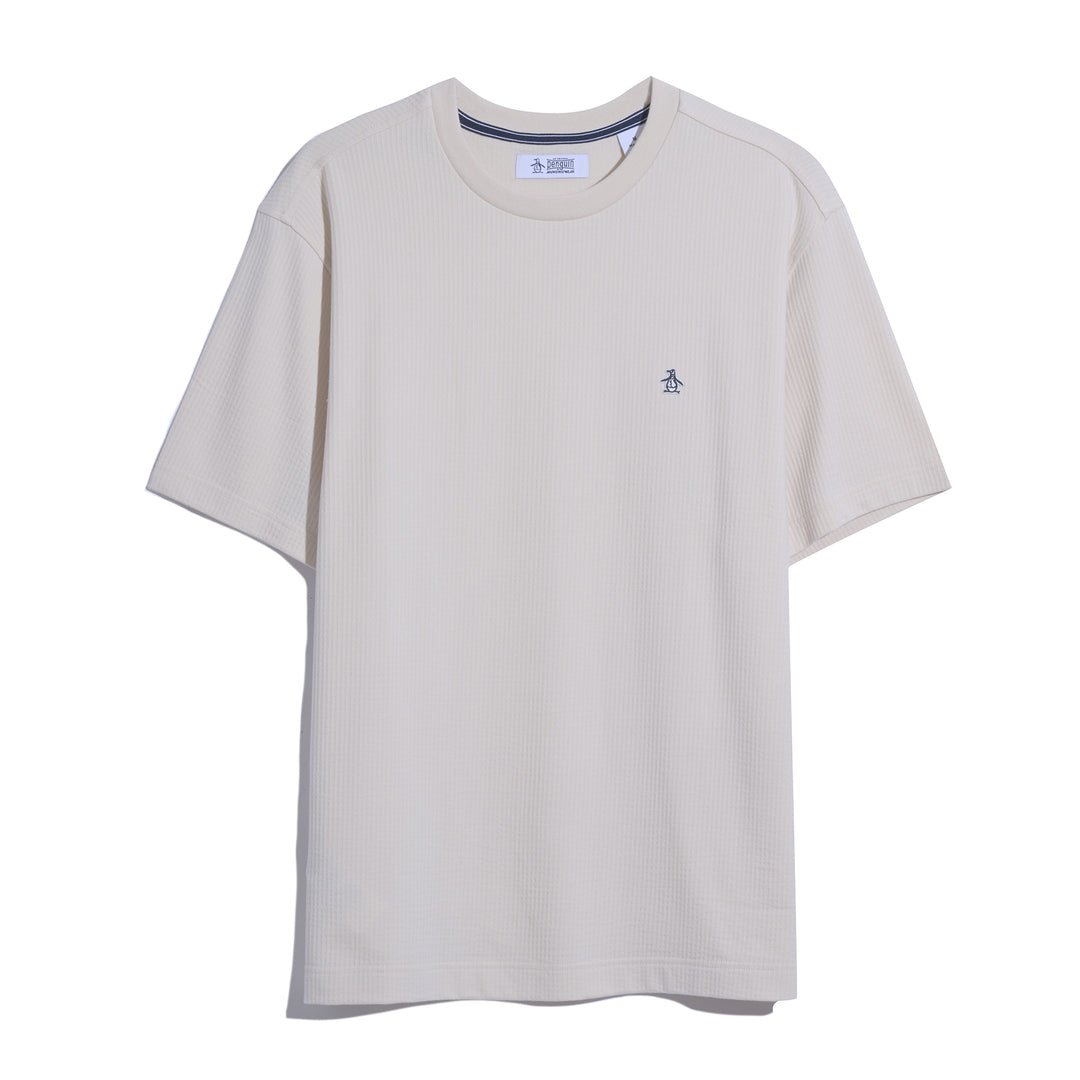 Knit Seersucker T-Shirt In Birch - RUTHERFORD & Co