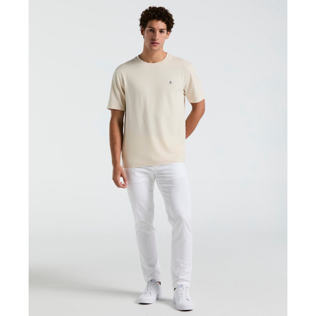 Knit Seersucker T-Shirt In Birch - RUTHERFORD & Co