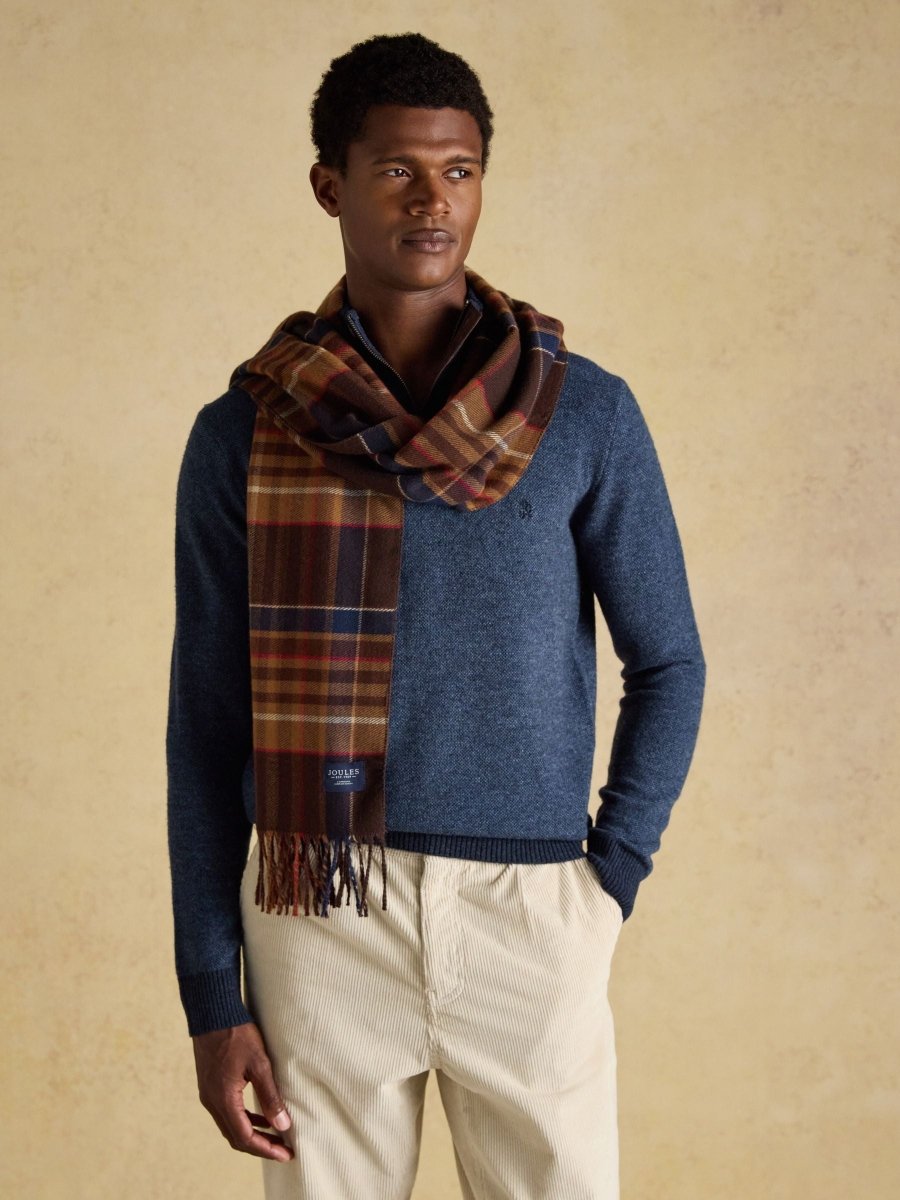 Langtree Check Brown Scarf - RUTHERFORD & Co