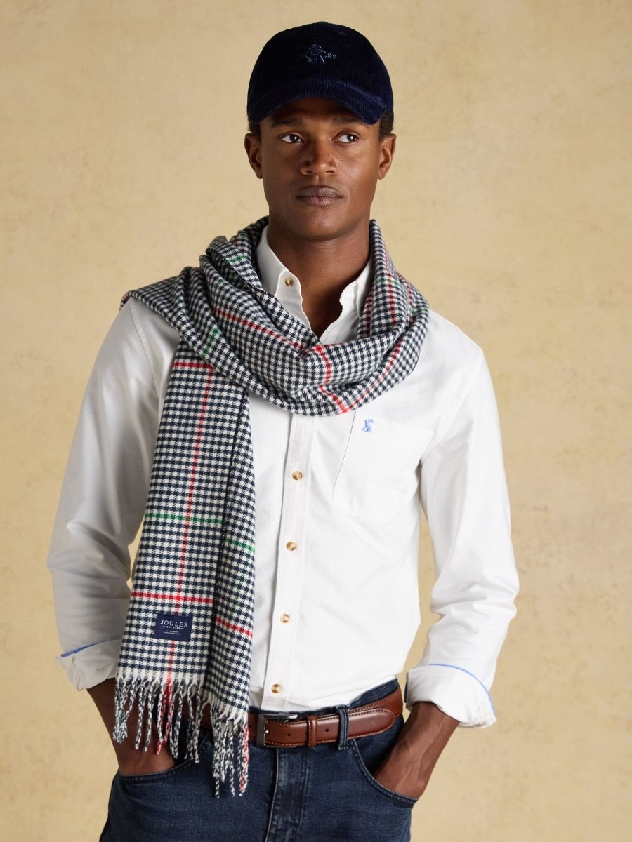 Langtree Check Cream/Navy Scarf - RUTHERFORD & Co