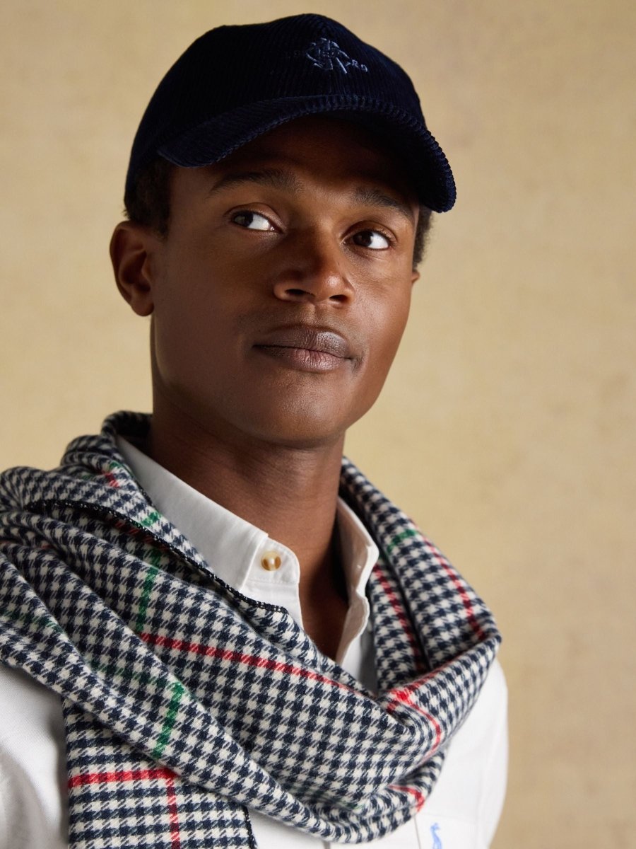 Langtree Check Cream/Navy Scarf - RUTHERFORD & Co