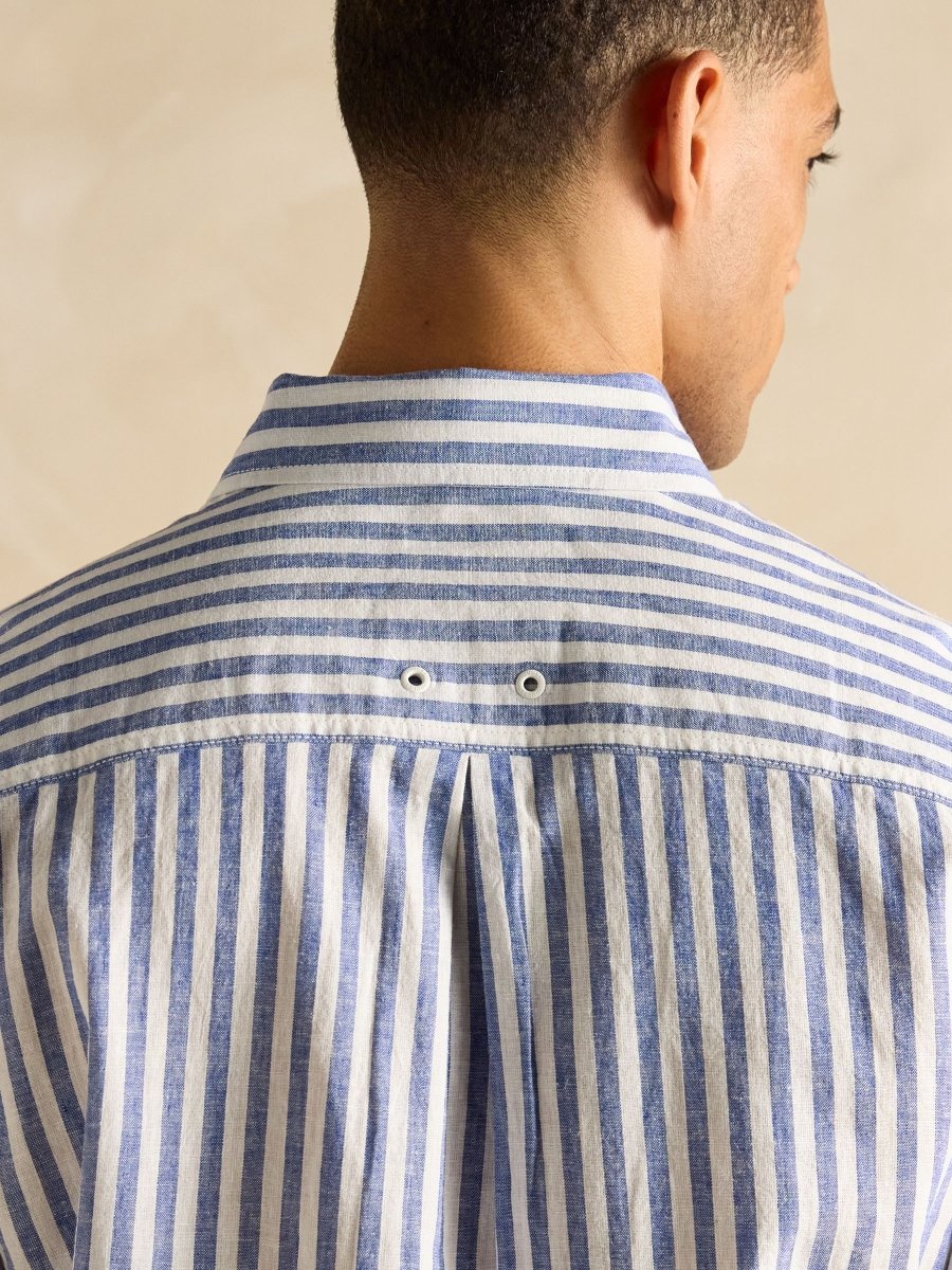 Linen Blend Light Blue Long Sleeve Shirt - RUTHERFORD & Co