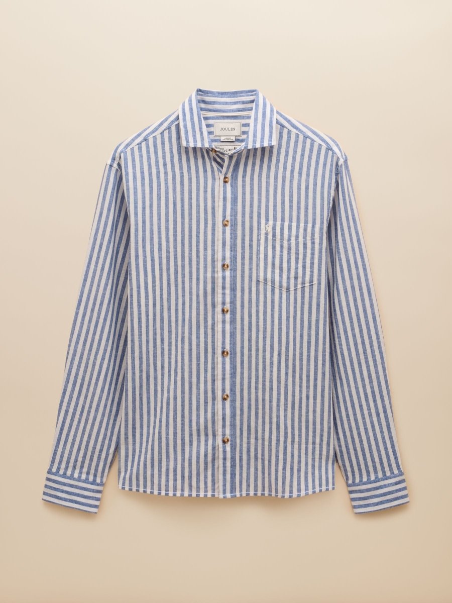 Linen Blend Light Blue Long Sleeve Shirt - RUTHERFORD & Co