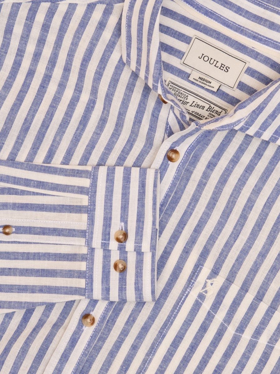 Linen Blend Light Blue Long Sleeve Shirt - RUTHERFORD & Co