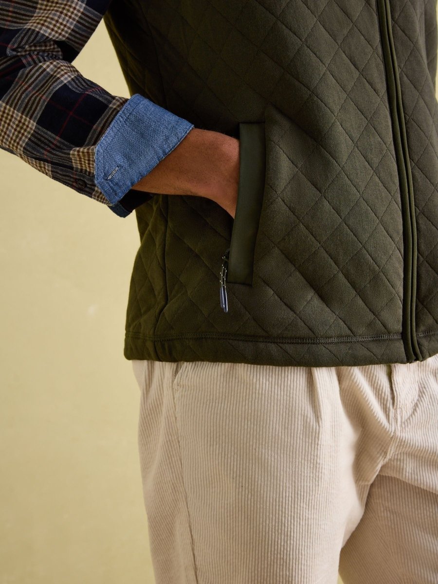 Malton Green Quilted Jersey Gilet - RUTHERFORD & Co