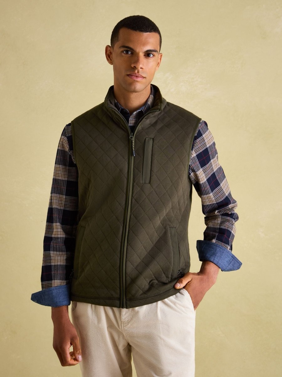 Malton Green Quilted Jersey Gilet - RUTHERFORD & Co