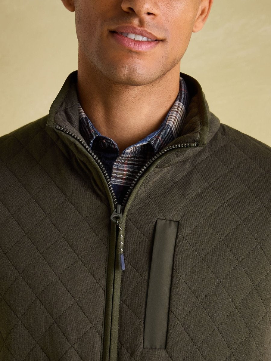 Malton Green Quilted Jersey Gilet - RUTHERFORD & Co