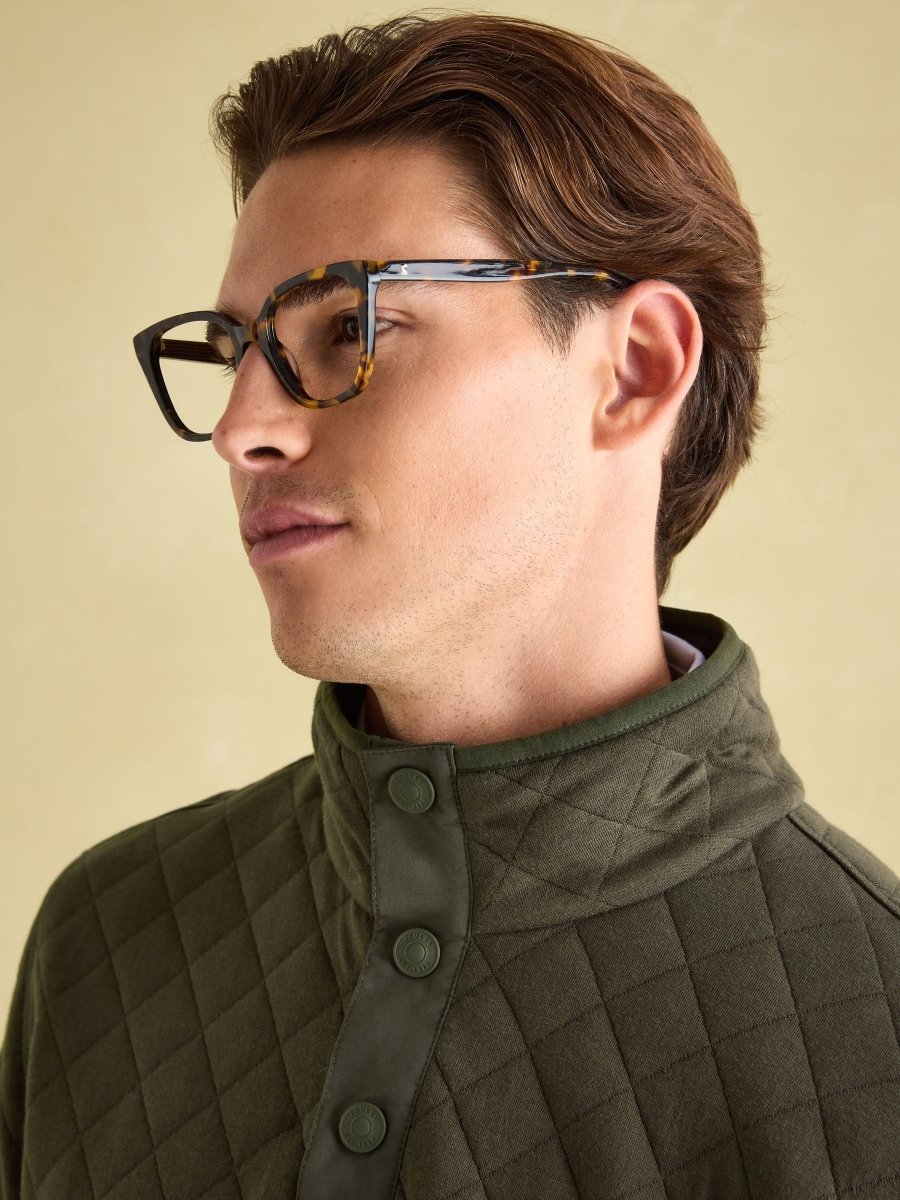 Malton Green Quilted Jersey Pullover Sweatshirt - RUTHERFORD & Co