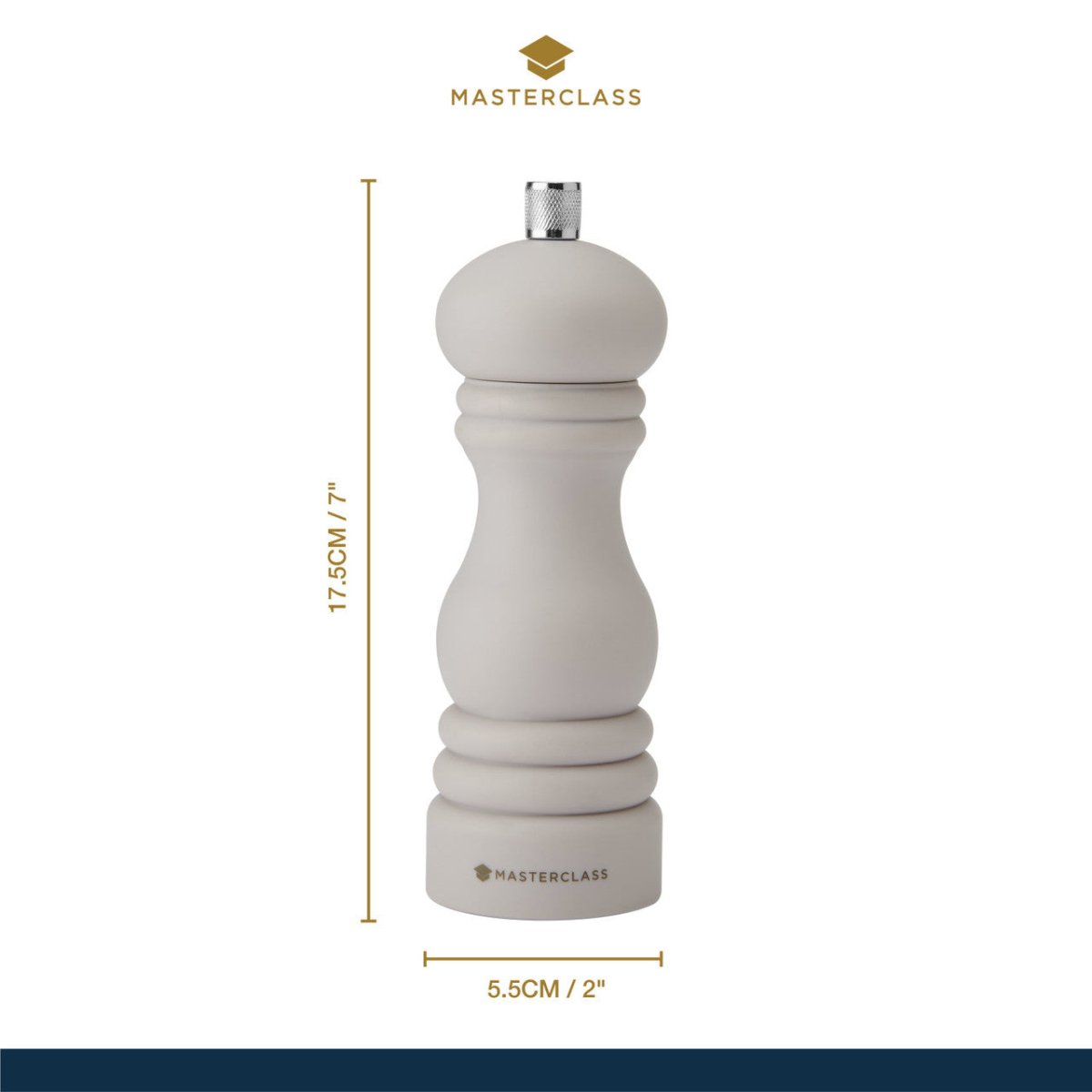 MasterClass Salt or Pepper Mill, 17cm, Latte - RUTHERFORD & Co