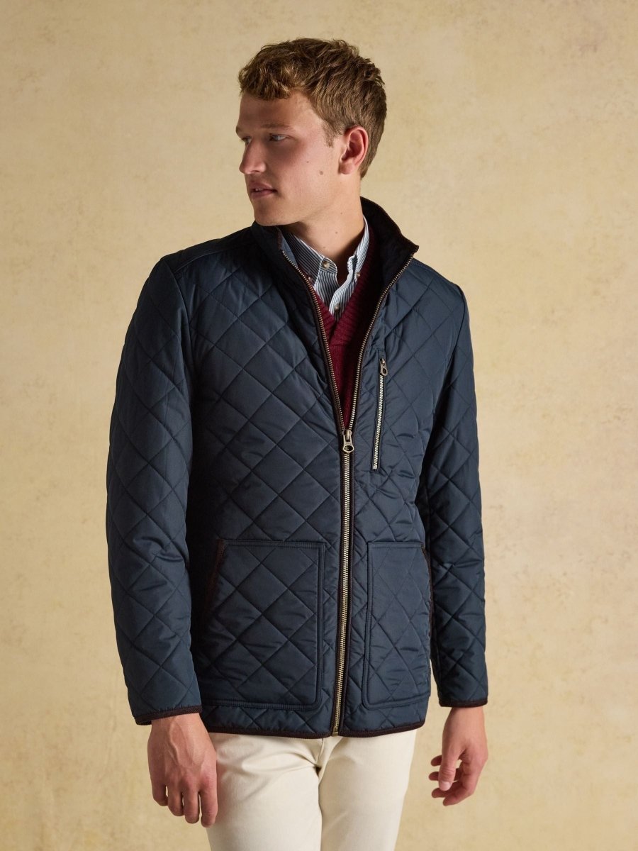 Maynard Navy Diamond Quilted Jacket - RUTHERFORD & Co