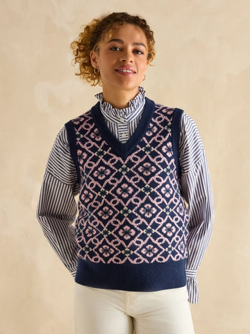 Meredith Navy V - Neck Knitted Vest - RUTHERFORD & Co
