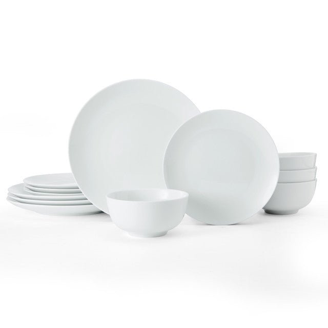Mikasa Chalk 12 - Piece Porcelain Dinner Set, White - RUTHERFORD & Co