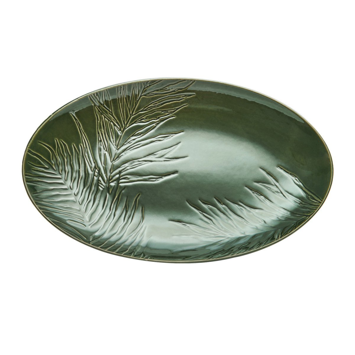 Mikasa Jardin Stoneware Oval Serving Platter, 36cm, Green - RUTHERFORD & Co