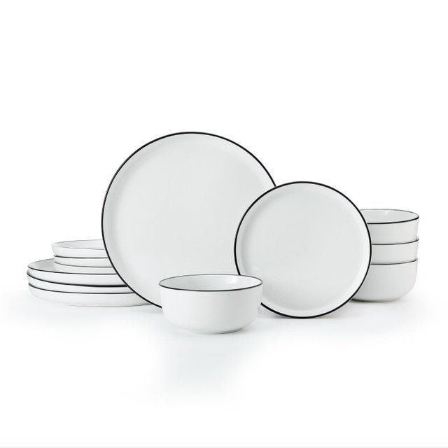 Mikasa Limestone Porcelain 12pc Dinner Set, White - RUTHERFORD & Co