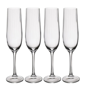 Mikasa Treviso 4 - Piece Crystal Flute Glass Set, 190ml - RUTHERFORD & Co