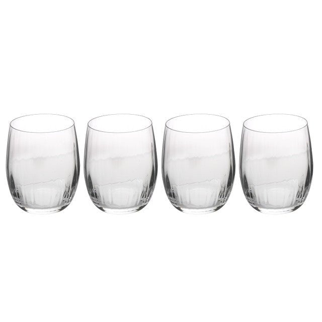 Mikasa Treviso 4 - Piece Crystal Stemless Wine Glass Set, 350ml - RUTHERFORD & Co