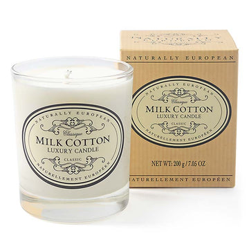 Naturally European Milk Cotton Scented Candle 200g - RUTHERFORD & Co