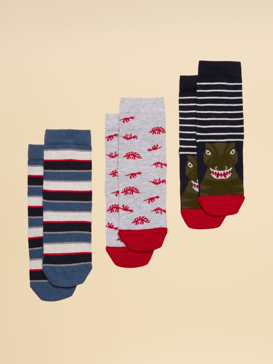 Neat Feet Navy/Red 3 Pack Socks - RUTHERFORD & Co