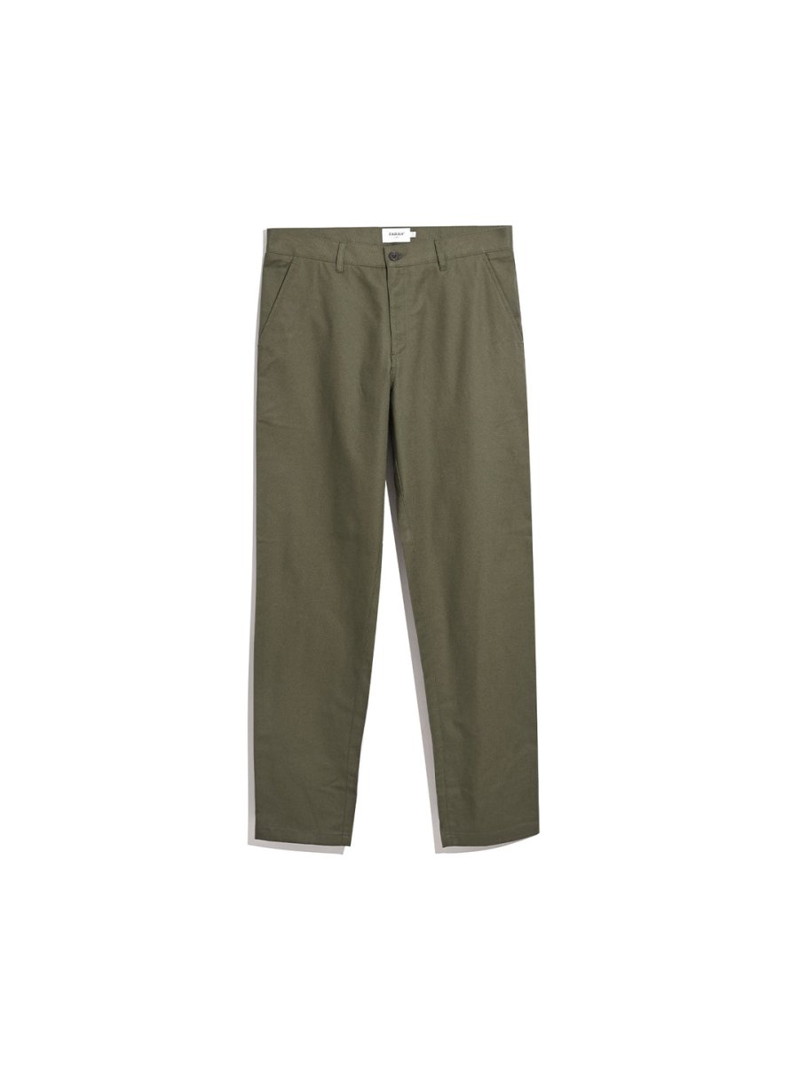 Norwood Regular Fit Cotton Hopsack Trousers In Olive Green - RUTHERFORD & Co