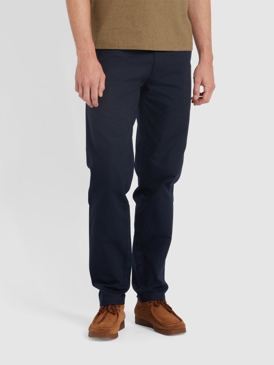 Norwood Regular Fit Cotton Hopsack Trousers In True Navy - RUTHERFORD & Co