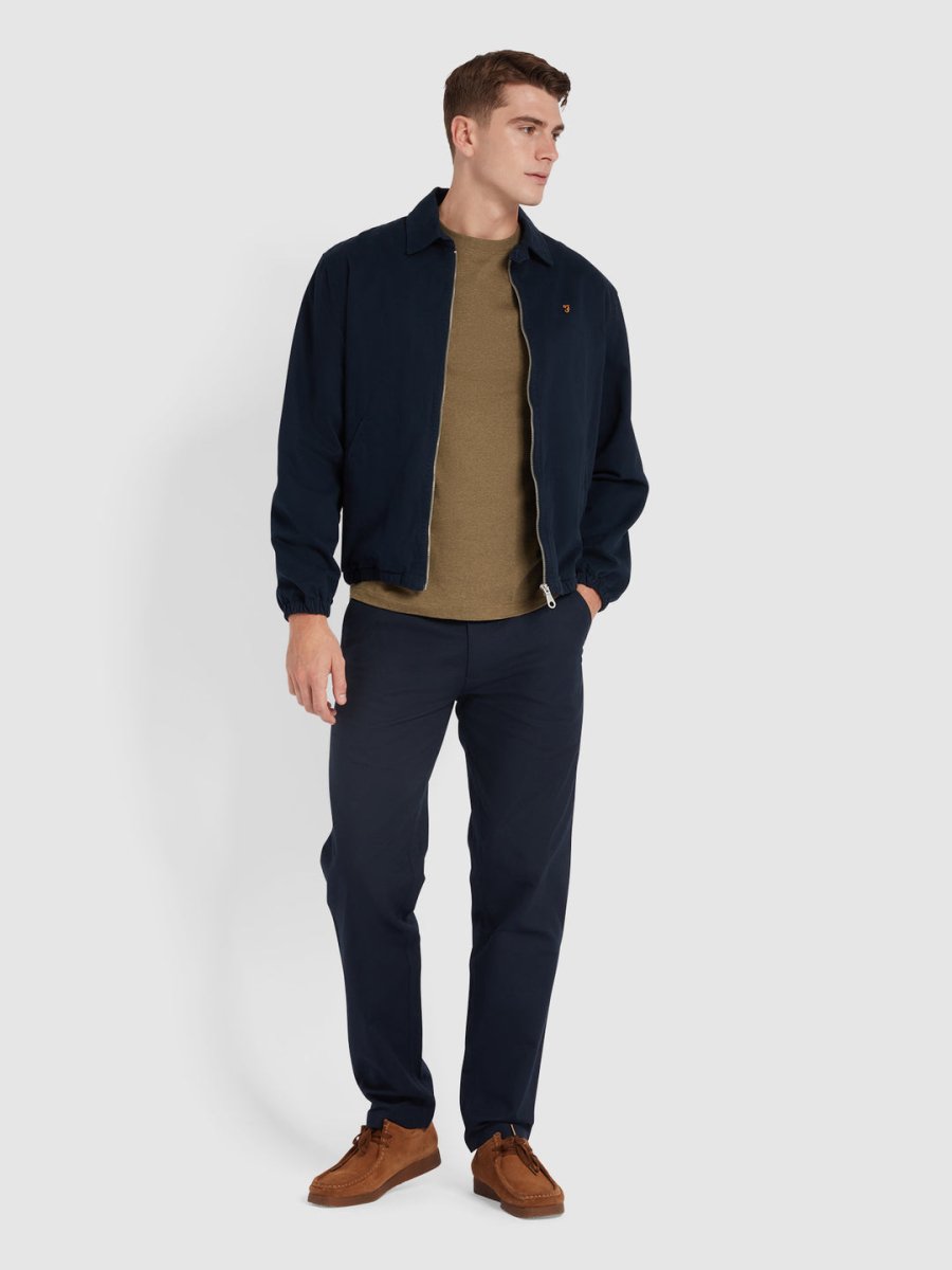 Norwood Regular Fit Cotton Hopsack Trousers In True Navy - RUTHERFORD & Co