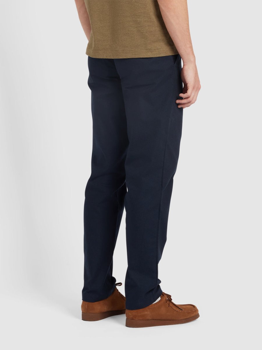 Norwood Regular Fit Cotton Hopsack Trousers In True Navy - RUTHERFORD & Co