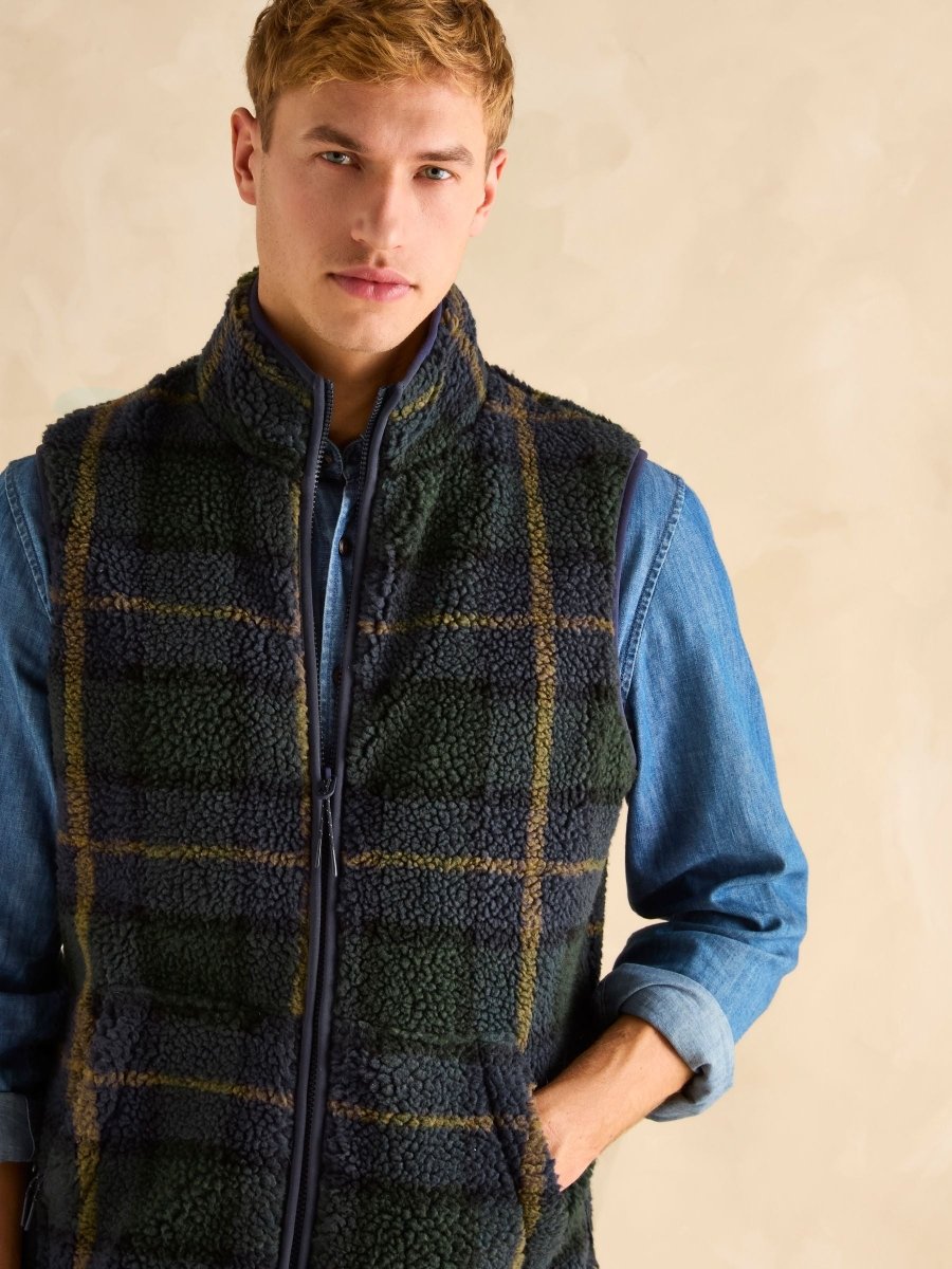 Otis Navy Borg Fleece Gilet - RUTHERFORD & Co