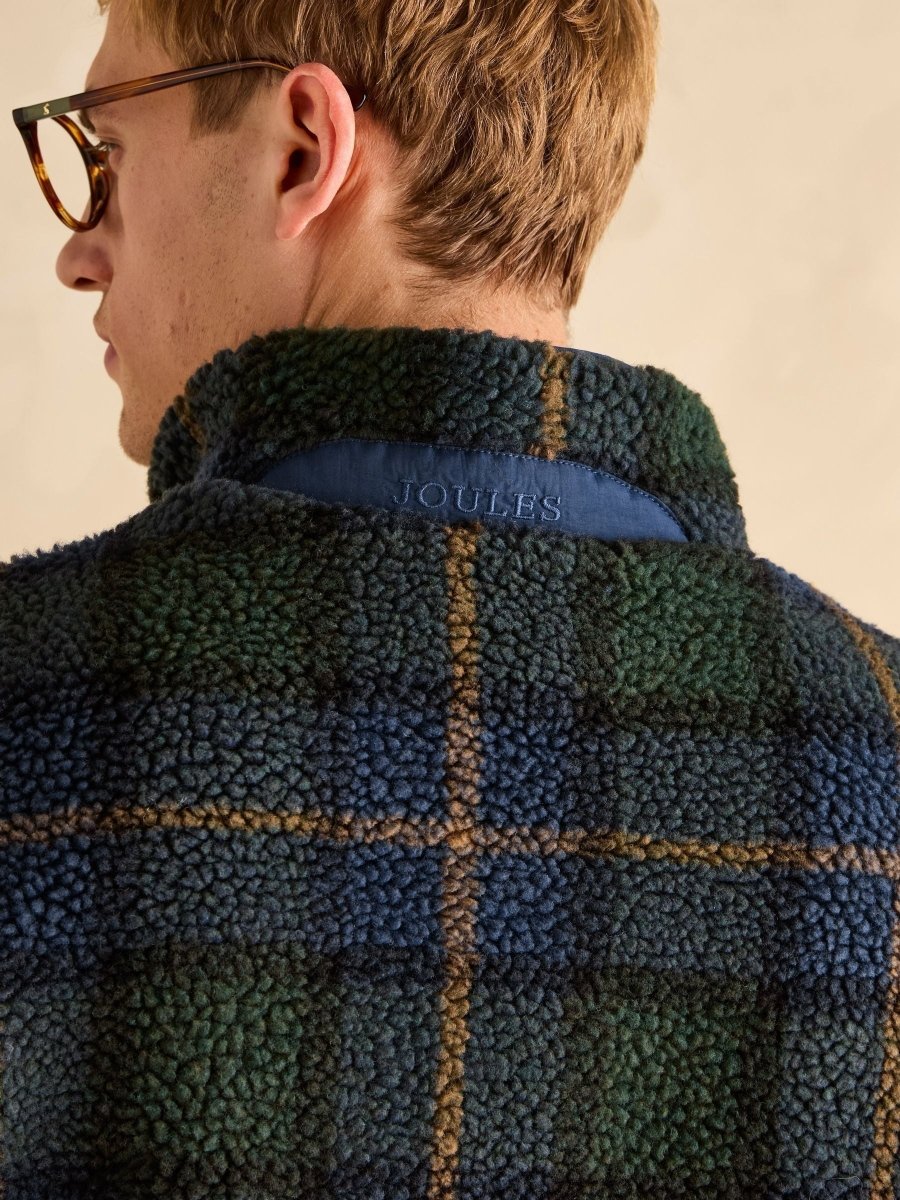 Otis Navy Check Borg Fleece - RUTHERFORD & Co