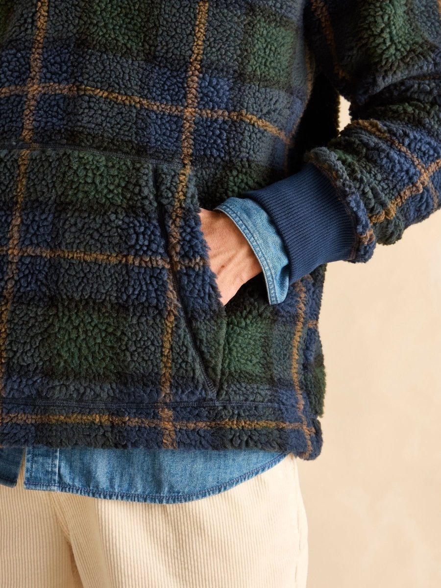 Otis Navy Check Borg Fleece - RUTHERFORD & Co