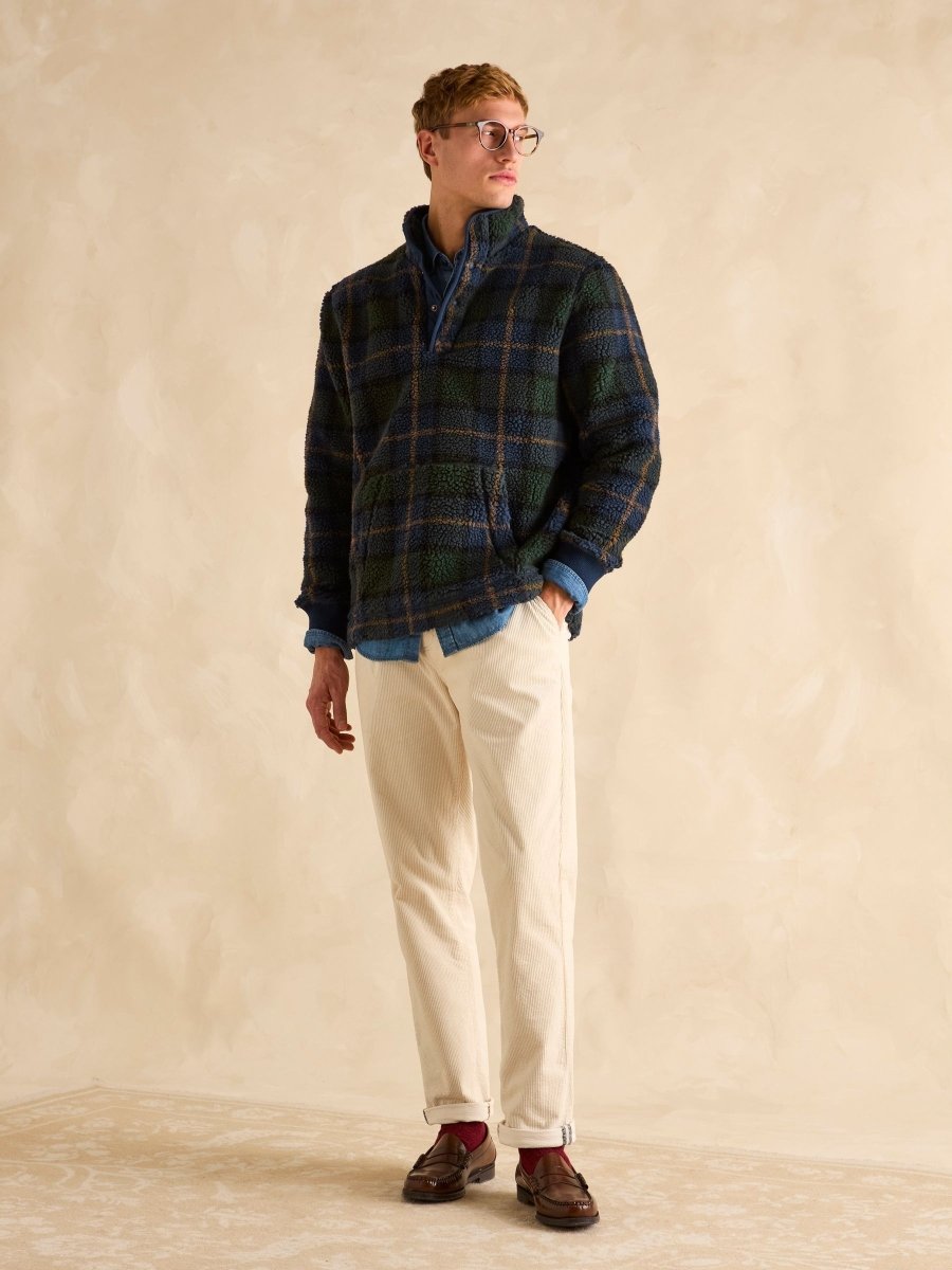 Otis Navy Check Borg Fleece - RUTHERFORD & Co